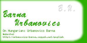 barna urbanovics business card